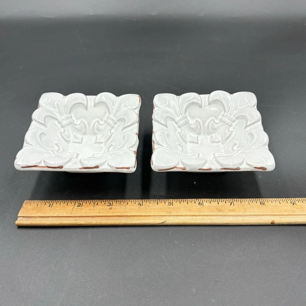 Mud Pie Ceramic Square Decorative Bowl Trinket Snack Dish 4
